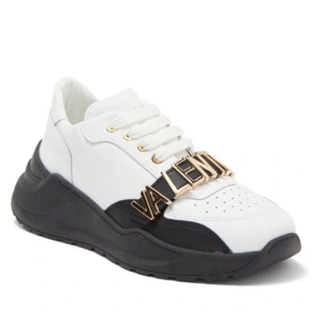 Valentino Sheila Leather Chunky Sneakers in White/Black